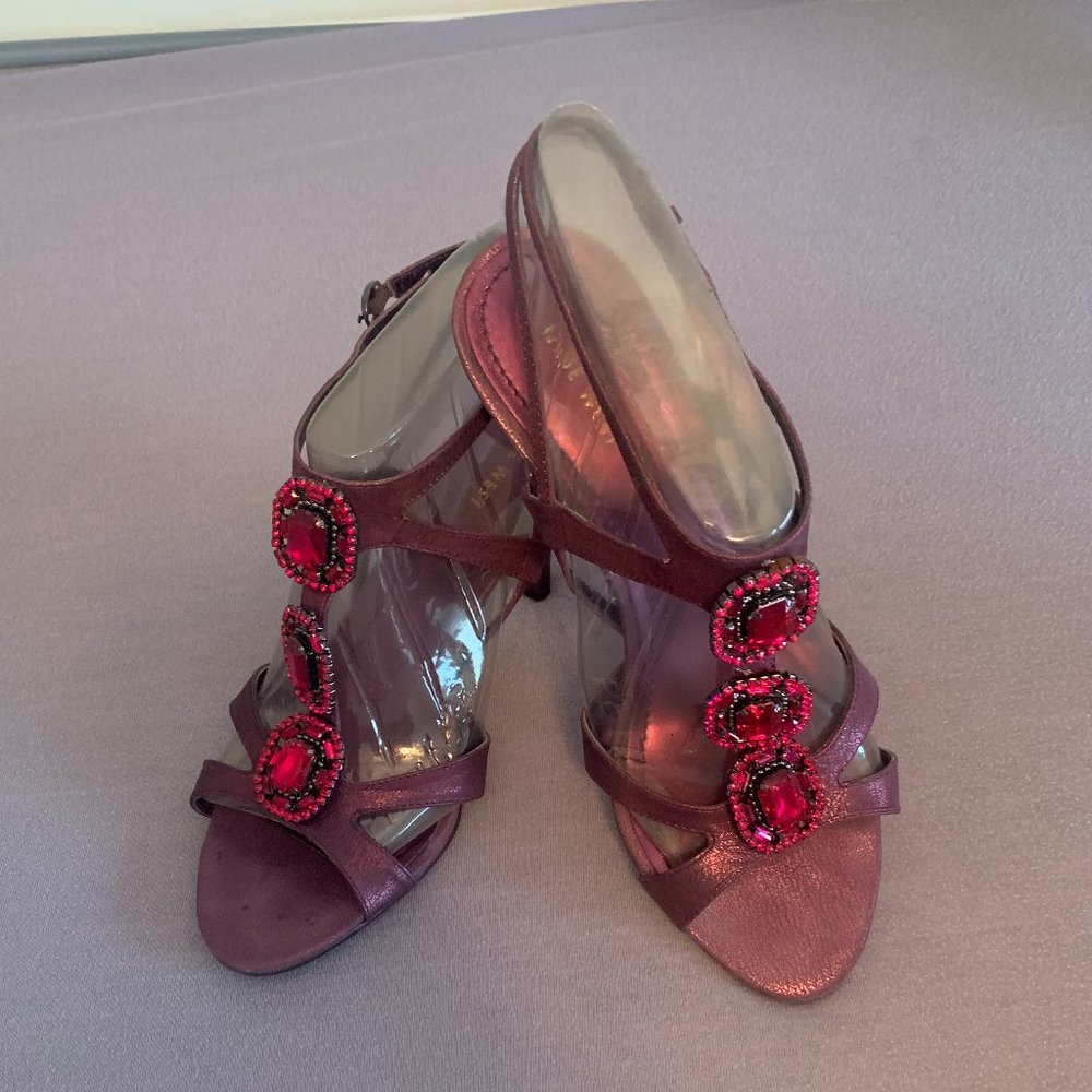 Nine West Imprint Dress Sandal Dark Purple/Pink - Size 8.5M